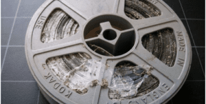 moldy film reel | damaged film reels and video tapes