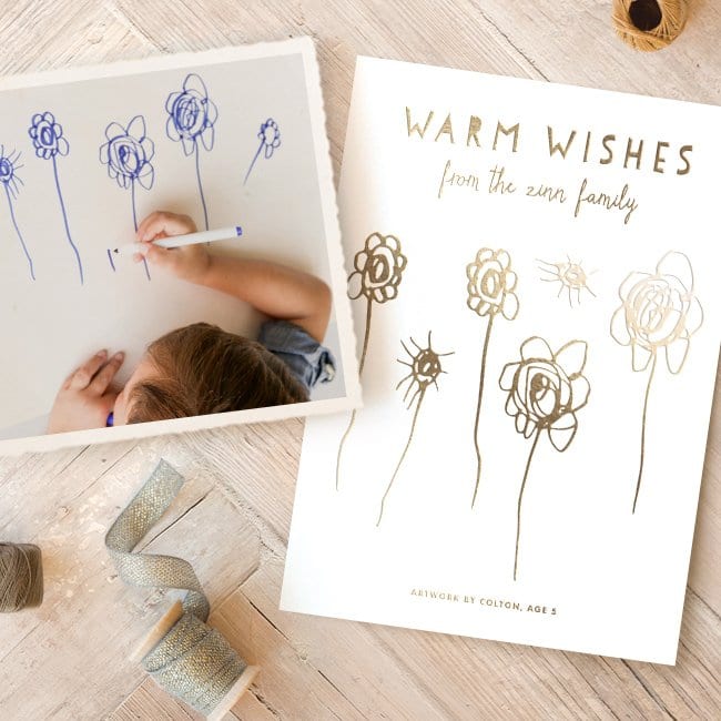 Turn art into holiday cards with Minted's Completely Custom Cards - we love the foil!