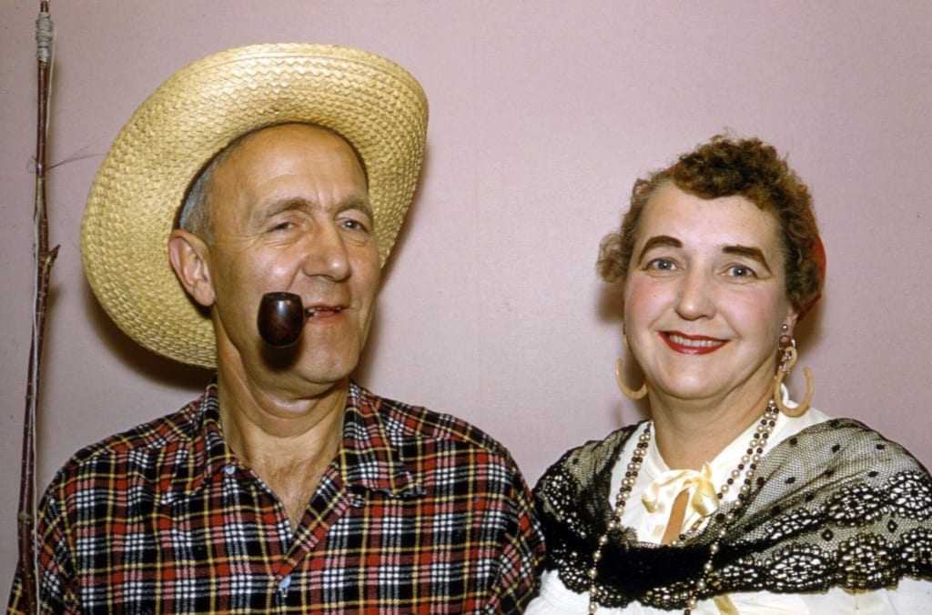 We love the color on this couple costume from a 35mm slide!