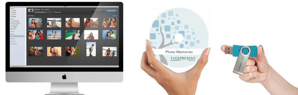Choose between professional DVDs and USBs. Complimentary private website for sharing and downloading available for 90 days with all orders.