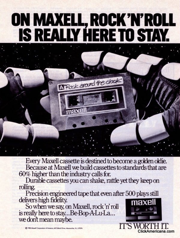 advertisement for maxell cassette