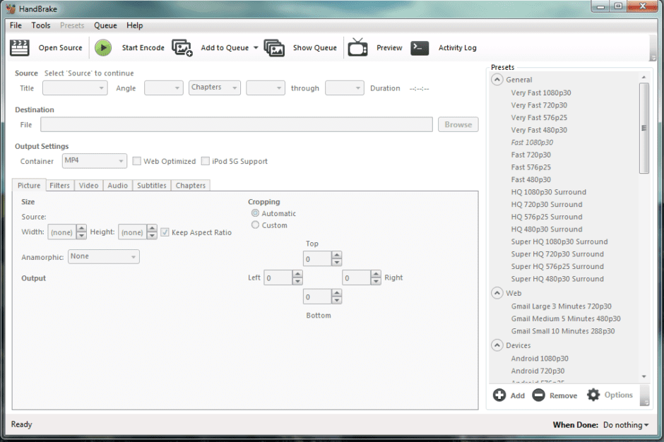 Convert DVDs to MP4 files with Handbrake Howto Guide