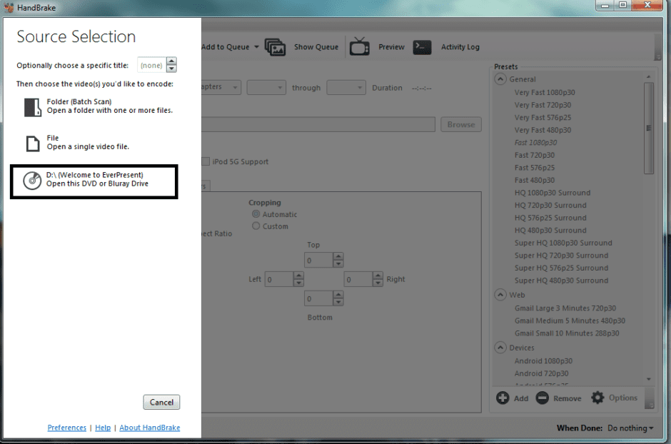 Convert DVDs to MP4 files with Handbrake Howto Guide