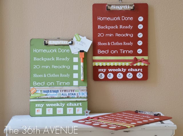 dry erase clipboard chart to organize after school taks
