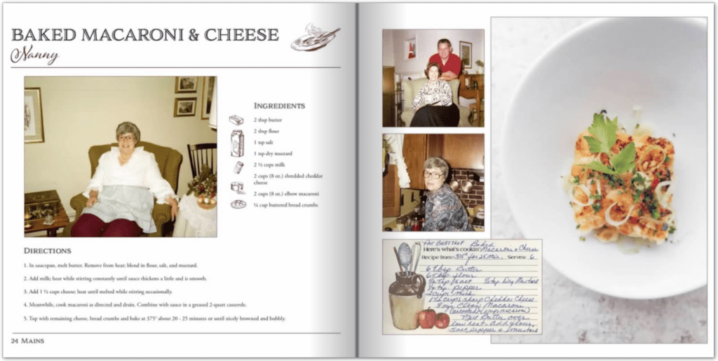 inside spread of heirloom book