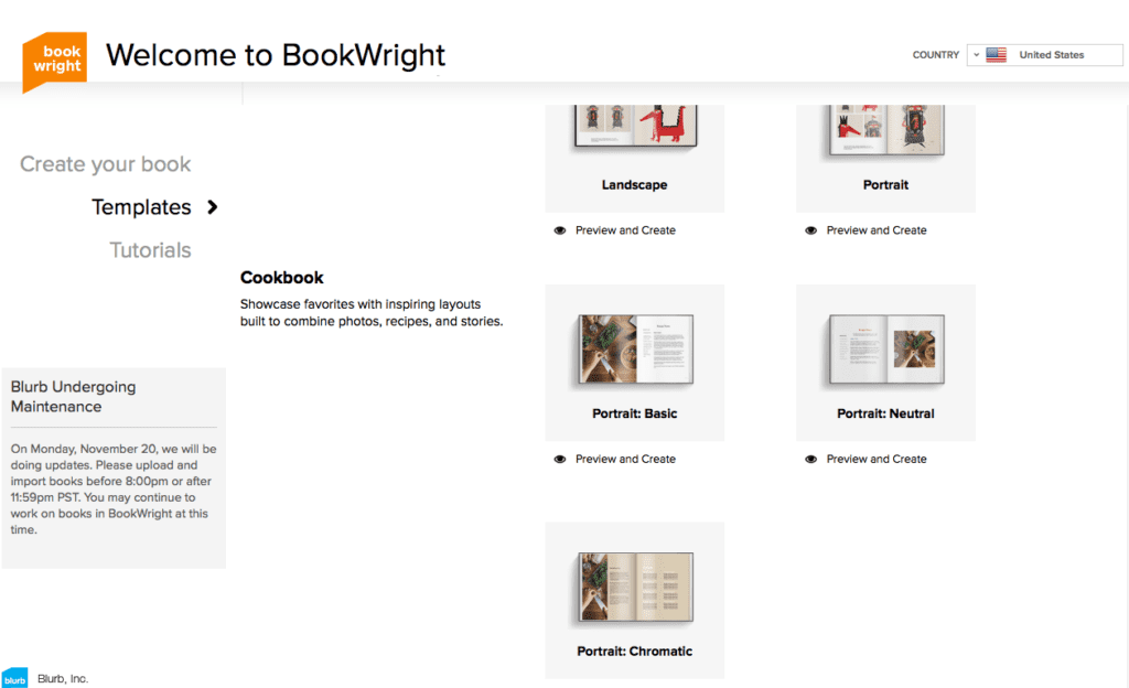 blurb bookwright cookbook template
