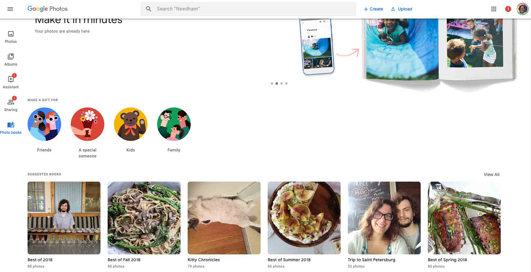 Google Photo Book Suggestions Screenshot