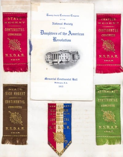 DAR Continental Congress ribbons on scrapbook page