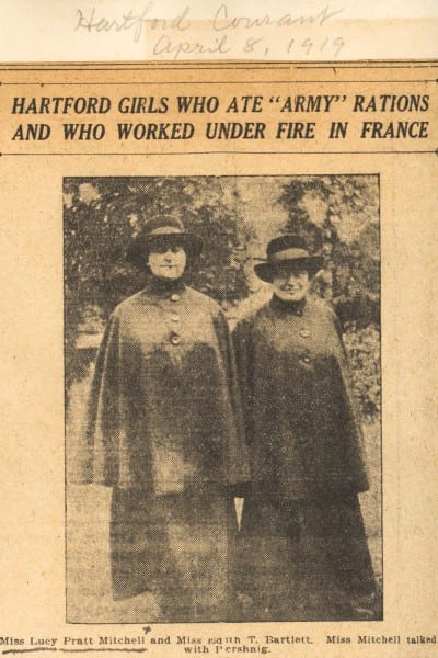 newspaper clipping of two WWI relief workers from CTDAR