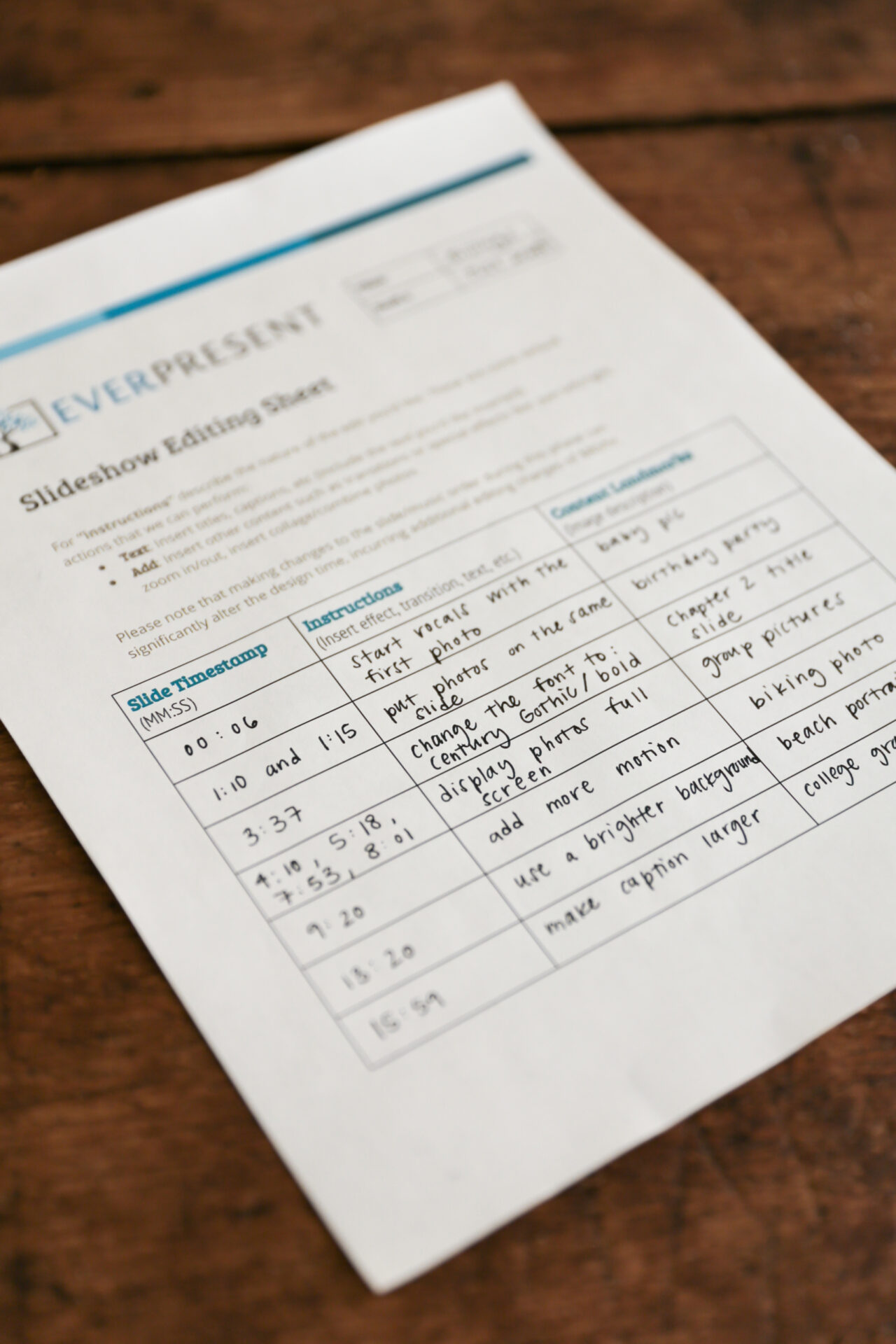 Slideshow Editing Guide