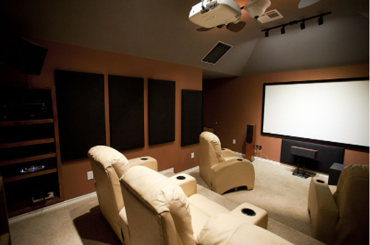 A dedicated home theater like this one with no windows and a high-quality projector will give you the best possible image.