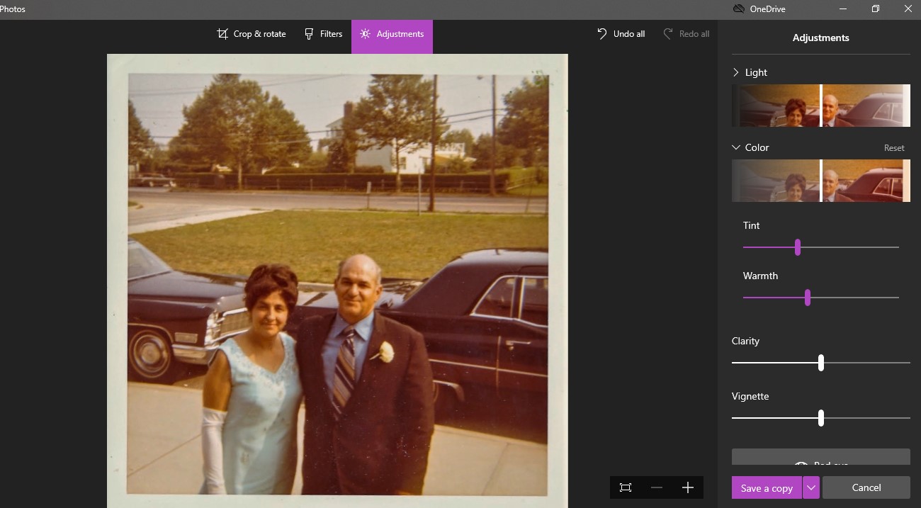 color adjusting windows photo editing